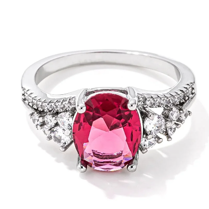 Textured Fashion Rings in Pewter with Hammered and Embossed Surfaces3.25ct. Rhodium Plated Raspberry Sparkle CZ Ring