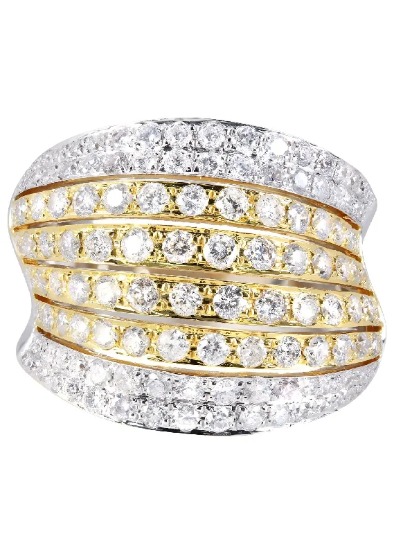 Channel - Set Women's Diamond Rings with Diamonds Securely Held in a Metal Groove for Durability14K Ladies Diamond Cocktail Ring | 2.17 Carats | 8.87 Grams