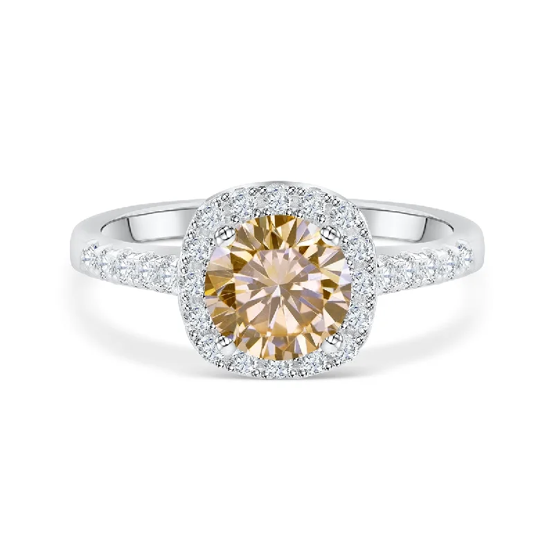 Men's Tourmaline Engagement Rings in 18K Two - Tone Gold with a Floral - Inspired SettingThe Halo - Morganite