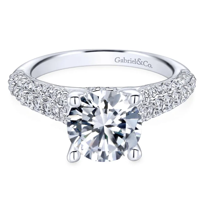 Halo - Style Women's Diamond Rings with a Center Diamond Surrounded by Smaller Diamonds in 18K GoldGabriel 14K White Gold .86ctw 4 Prong Style Diamond Semi-Mount Engagement Ring