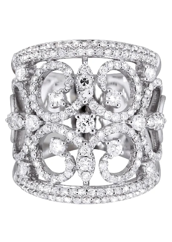 Halo - Style Women's Diamond Rings with a Center Diamond Surrounded by Smaller Diamonds in 18K Gold14K Ladies Diamond Cocktail Ring | 1.78 Carats | 9.47 Grams