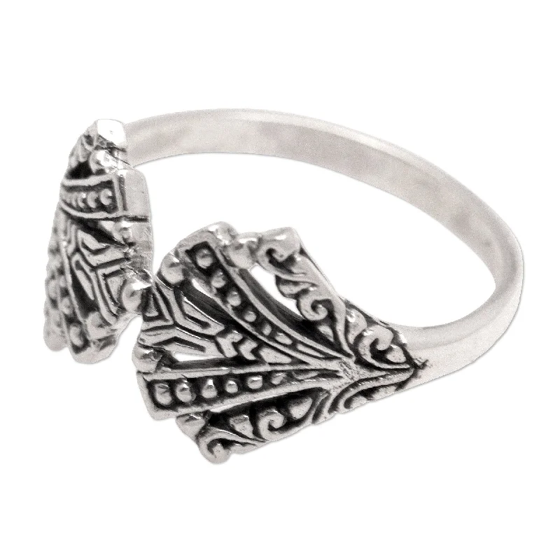 Textured Fashion Rings in Pewter with Hammered and Embossed SurfacesNovica Handmade Beautiful Fan Sterling Silver Band Ring