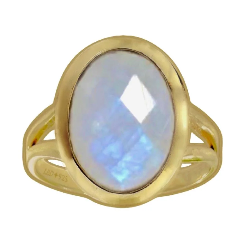 Topaz Gemstone Rings in 10K Gold with a Channel - Set Design for a Contemporary and Durable OptionLaihas Iridescent Gold Moonstone Ring