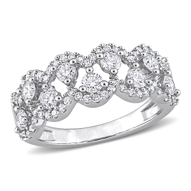 Women's Diamond Rings with Side - Stone Pave Setting for a Sparkling and Continuous ShineMiadora 1ct TDW Diamond Criss-Cross Anniversary Ring in 14k White Gold