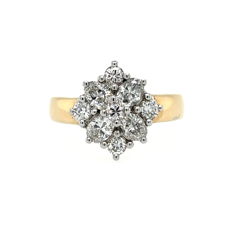 Signature - Design Women's Diamond Rings with a Brand - Specific Pattern and High - Quality Diamonds18ct Yellow Gold 1.50ct Diamond Mixed Cut Cluster Ring