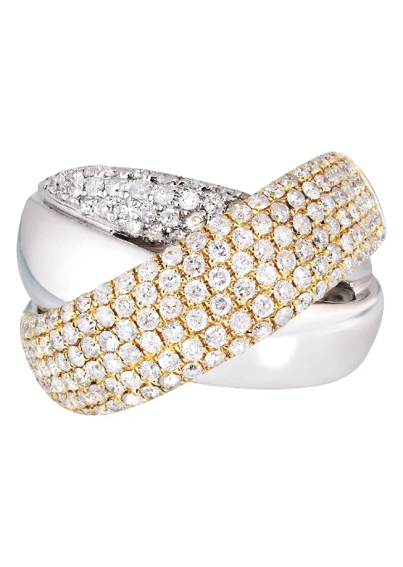 Art Deco - Inspired Women's Diamond Rings with Geometric Designs and Baguette - Cut Diamonds14K Ladies Diamond Cocktail Ring | 2.14 Carats | 17.28 Grams