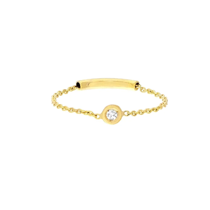 Stackable Fashion Rings in Rose - Gold Tone with Delicate Floral EngravingsMarquee Jewels 14K Solid Yellow Gold Bezel Set Natural Diamond Chain Ring