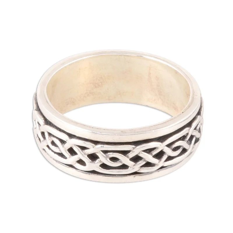 Fashion Rings with Initial Charms in Silver - Plated Metal for a Custom AccessoryNOVICA Celtic Illusion, Sterling silver spinner ring