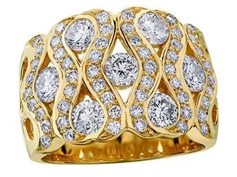 Channel - Set Women's Diamond Rings with Diamonds Securely Held in a Metal Groove for DurabilityYellow Gold Diamond Ring.