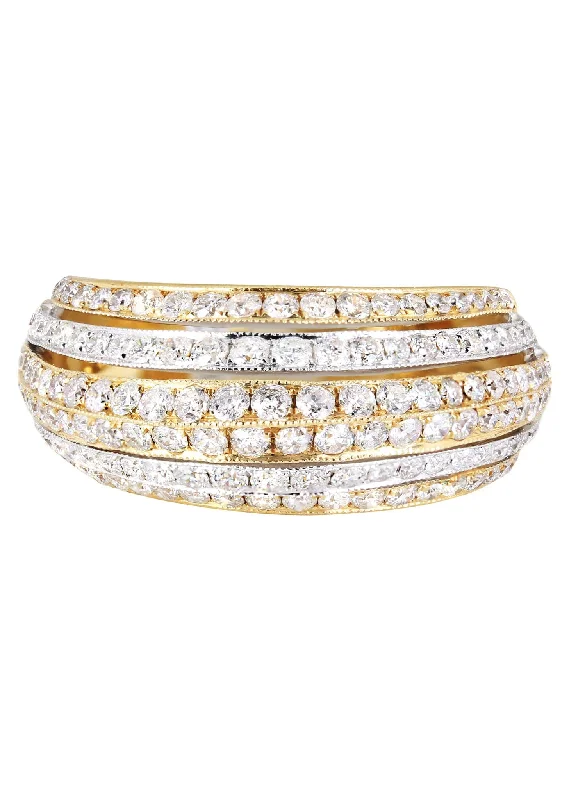 Vintage - Style Women's Diamond Rings with Floral - Engraved Bands and Multiple Diamond Accents14K Ladies Diamond Cocktail Ring | 1.70 Carats | 6.79 Grams