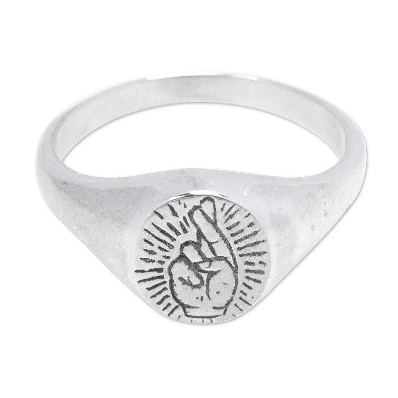 Statement - Making Fashion Rings in Gold - Plated Brass with Oversized Cubic Zirconia StonesNovica Handmade Icon Of Peace Sterling Silver Signet Ring