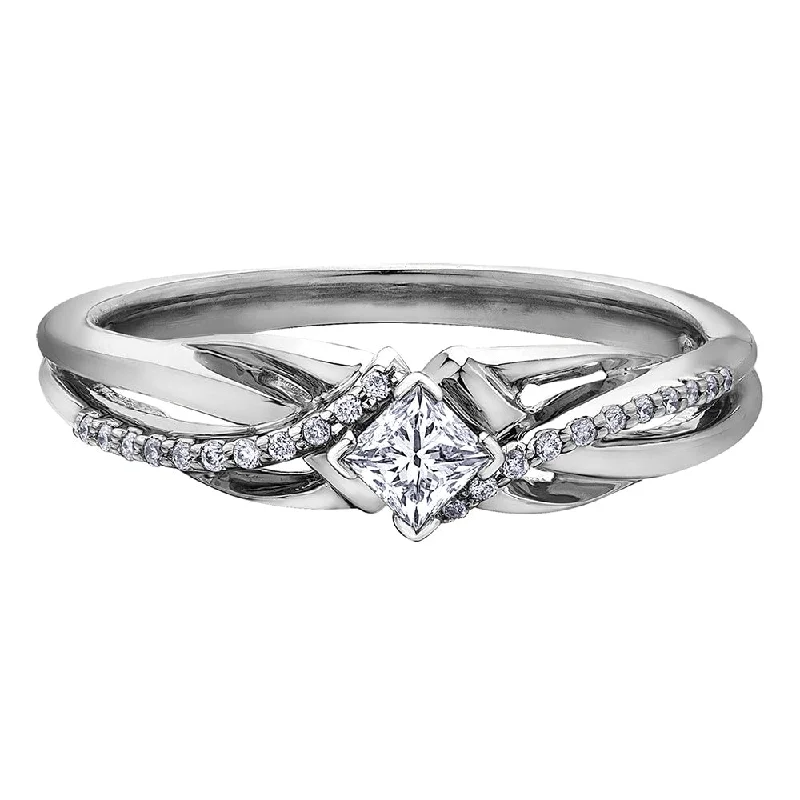 Signature - Design Women's Diamond Rings with a Brand - Specific Pattern and High - Quality DiamondsPrincess Cut Canadian Diamond Crossover Ring