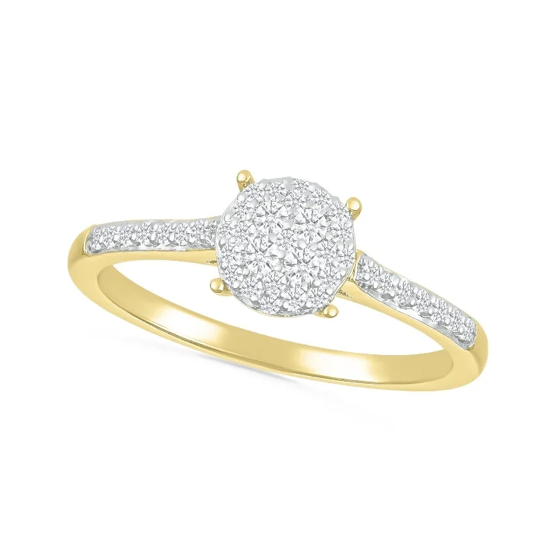 Channel - Set Women's Diamond Rings with Diamonds Securely Held in a Metal Groove for DurabilityRound Pave Diamond Illusion Ring