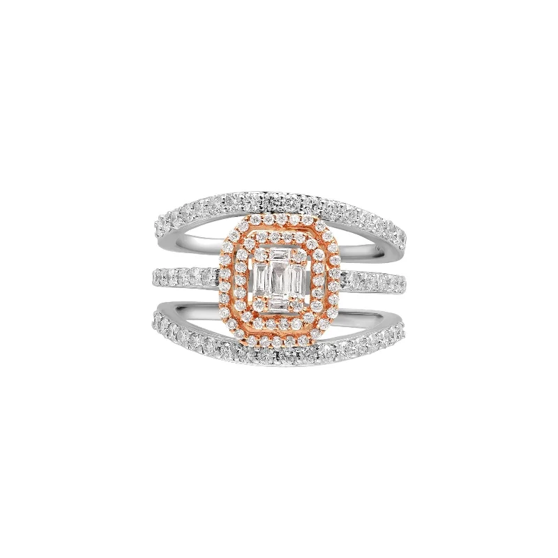 Princess - Cut Women's Diamond Rings in White Gold with a High - Clarity Diamond for a Modern LookMixed Diamond Statement Ring 18k Two-Tone White and