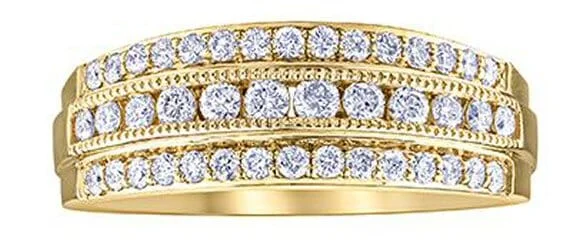 Vintage - Style Women's Diamond Rings with Floral - Engraved Bands and Multiple Diamond AccentsYellow Gold Diamond Ring.