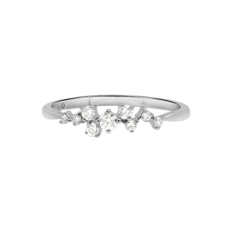 Women's Diamond Rings with Side - Stone Pave Setting for a Sparkling and Continuous ShineDiamond Cluster Half-Eternity Band