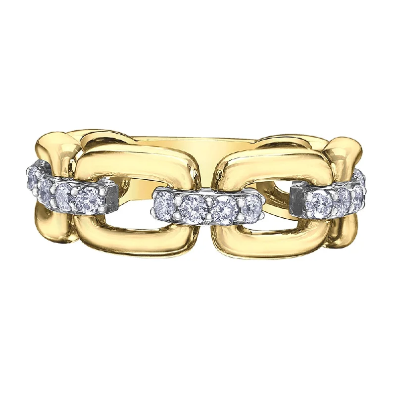 Adjustable Women's Diamond Rings with a Flexible Band for a Comfortable and Custom FitChain-Link Diamond Ring in Two-Tone Gold