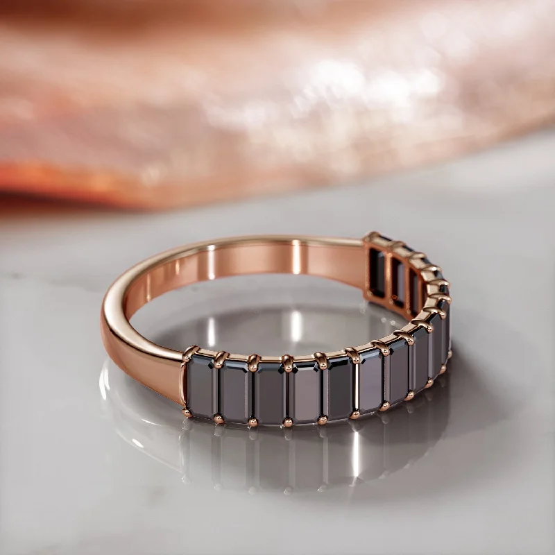 Tennis - Style Women's Diamond Rings with a Continuous Row of Diamonds for a Classic and Versatile LookElvira - Invisible Natural Black Diamond Engagement Ring in Rose Gold