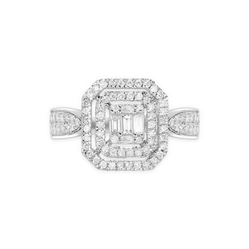 Pear - Shaped Women's Diamond Rings in Yellow Gold with a Single - Diamond Pendant LookCushion Cut Mixed Diamond Pave Ring 18k