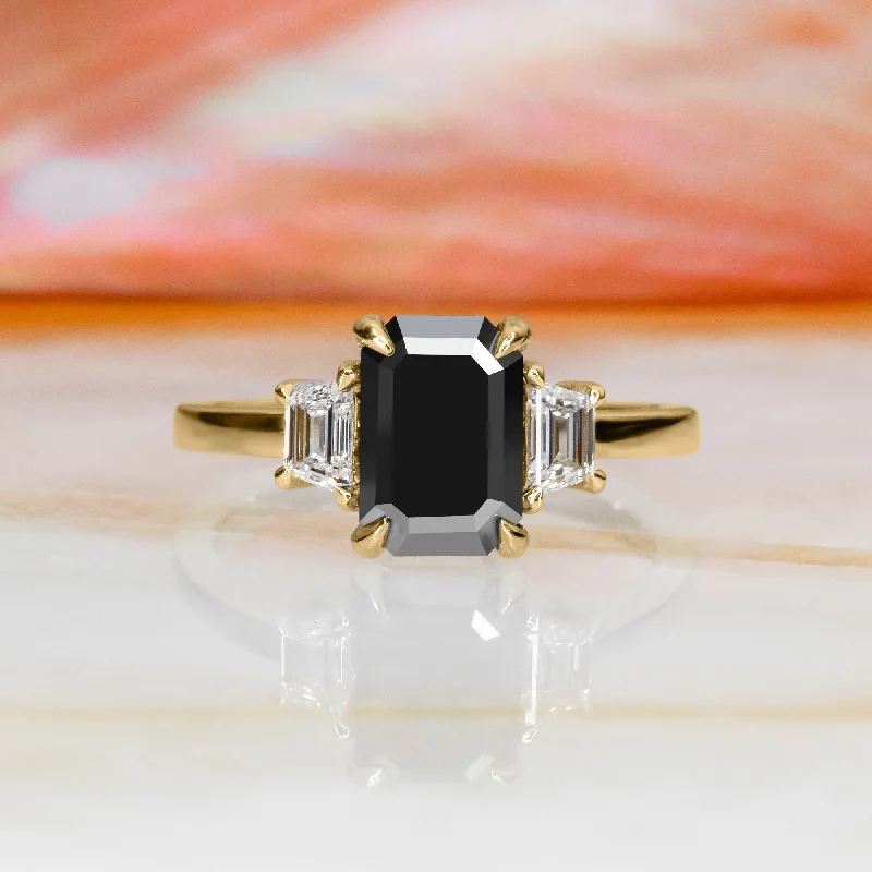 Cushion - Cut Women's Diamond Rings in Platinum with a Soft and Romantic AppearanceNoir Romance Art Deco Black & White Natural Diamond Emerald Cut Engagement Ring