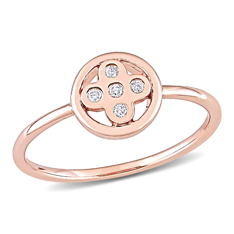 Marquise - Cut Women's Diamond Rings in Palladium for a Unique and Elongated ShapeMiadora 10k Rose Gold Diamond Accent Geometric Circular Flower Ring