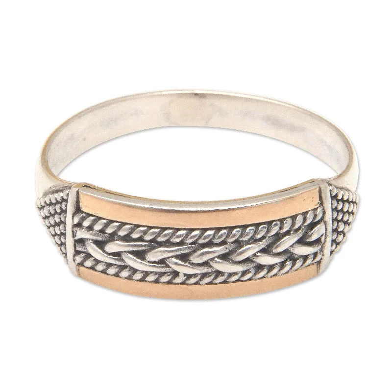 Textured Fashion Rings in Pewter with Hammered and Embossed SurfacesNovica Handmade Love Arrows Gold-Accented Band Ring