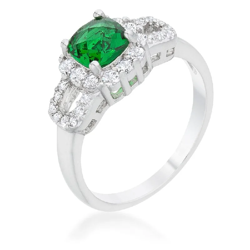 Enamel - Coated Fashion Rings in Bright Colors with Animal - Print PatternsLiz 1.1Ct Emerald Cz Rhodium Classic Ring