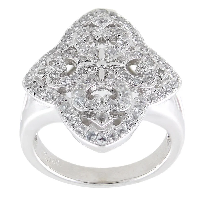 Minimalist Fashion Rings in Stainless Steel with a Single Solitaire CrystalSterling Silver Round White Zircon-encrusted Openwork Ring