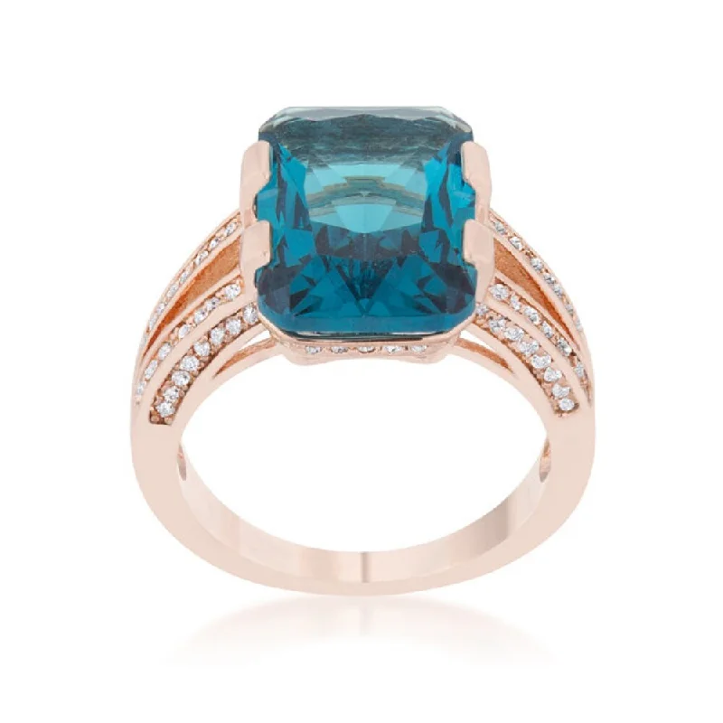 Vintage - Reproduction Fashion Rings in Bronze with Cameo - Style MedallionsRema 8.6Ct Aqua Cz Rose Gold Emerald Classic Cocktail Ring