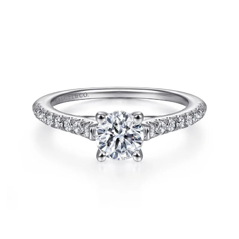 Vintage - Style Women's Diamond Rings with Floral - Engraved Bands and Multiple Diamond AccentsGabriel 14K White Gold .28ctw 4 Prong Style Diamond Semi-Mount Engagement Ring