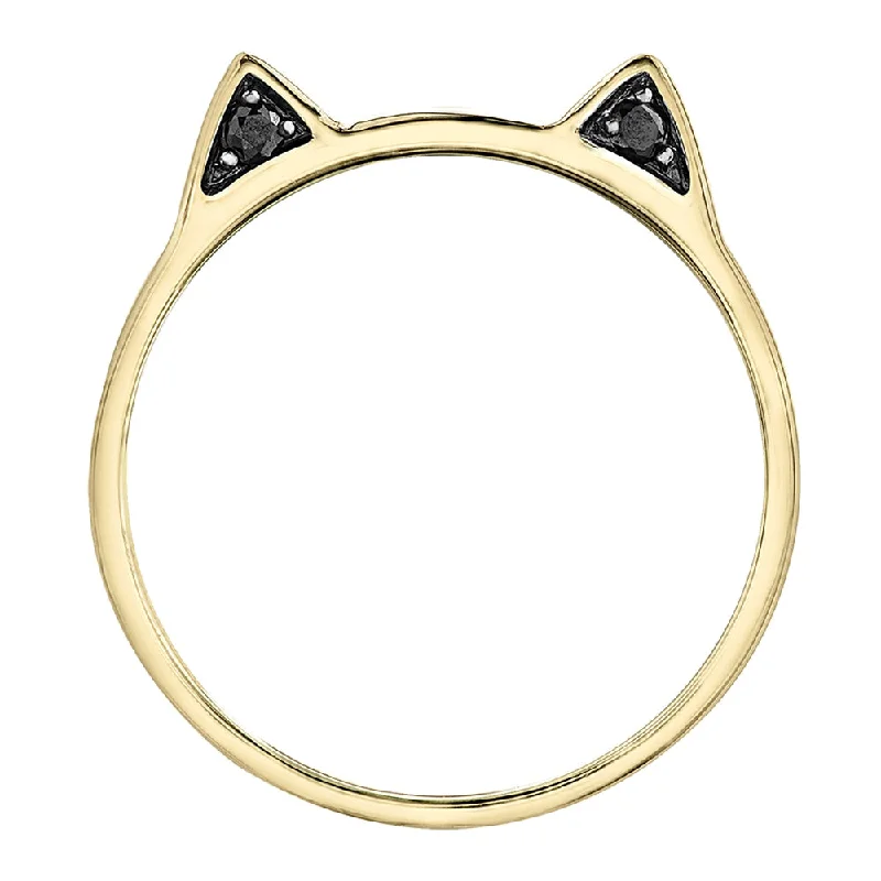 Women's Diamond Rings with Sapphire Accents in Blue for a Colorful and Sophisticated TouchBlack Diamond Cat-Ear Ring