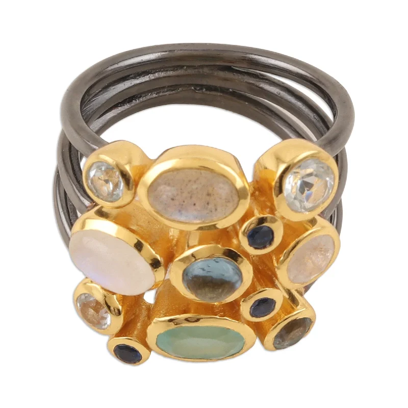 Vintage - Reproduction Fashion Rings in Bronze with Cameo - Style MedallionsNovica Handmade Multicolored Fusion Gold-Accented Multi-Gemstone Cocktail Ring