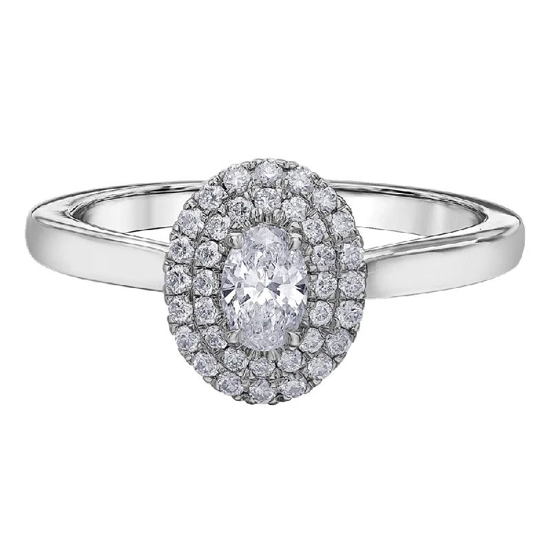 Princess - Cut Women's Diamond Rings in White Gold with a High - Clarity Diamond for a Modern LookCanadian Oval Diamond Ring with Double Halo