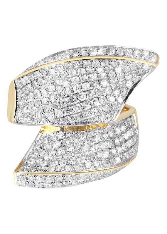 Cluster - Style Women's Diamond Rings with Multiple Small Diamonds Arranged in a Stunning Pattern14K Ladies Diamond Cocktail Ring | 2.30 Carats | 8.25 Grams