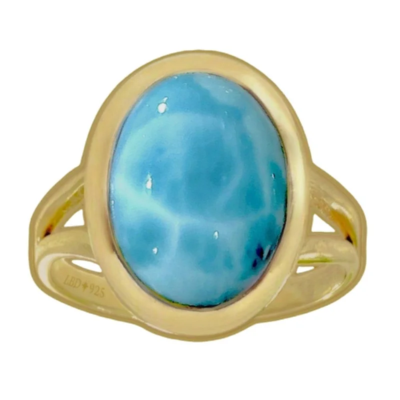 Tourmaline Gemstone Rings in 18K Two - Tone Gold with a Floral - Shaped Setting for a Feminine TouchLaihas Classic Chic Oval Gold Larimar Ring