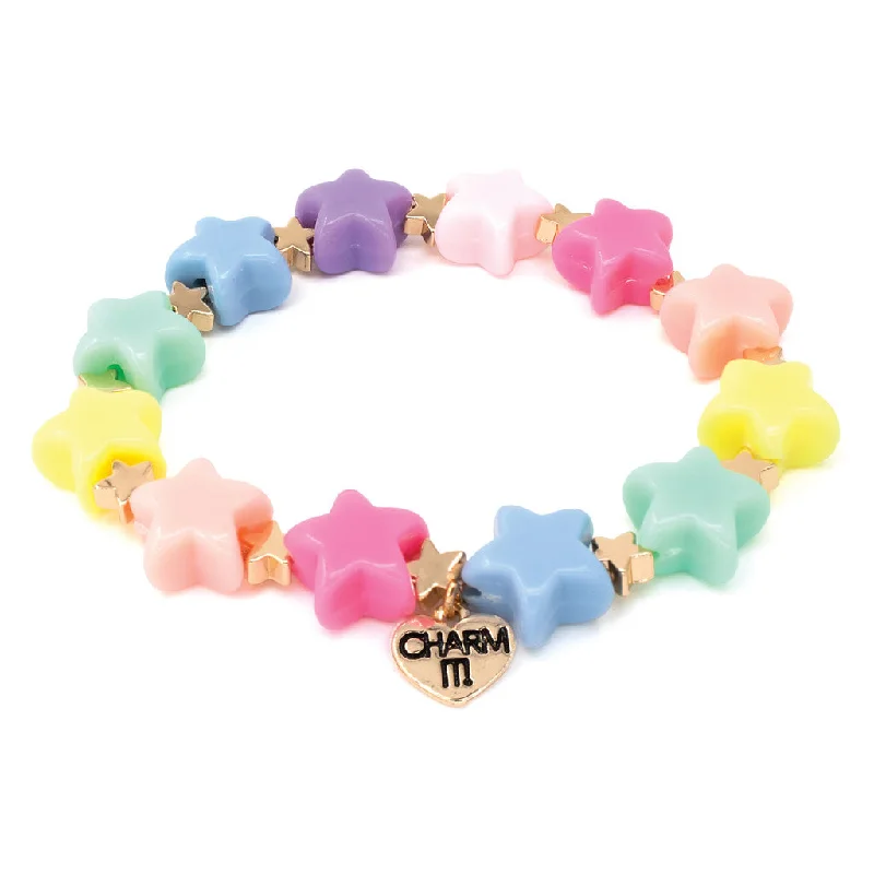 Chamm Bracelets with natural materialsGold Pastel Star Stretch Bead Bracelet