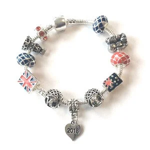 Handmade Chamm BraceletsChildren's 'Royal Wedding 2018 Commemorative Keepsake' Silver Plated Charm Bead Bracelet