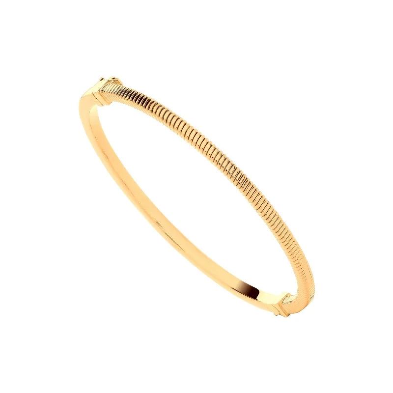 Leather - Wrapped Bangles with Studded Details for a Rock - Chic Vibe9K Yellow Gold Snake Style Bangle