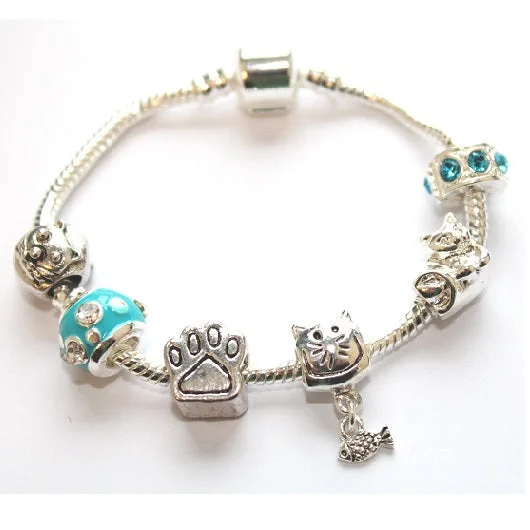 Chamm Bracelets with unique designsChildren's 'Cool for Cats' Silver Plated Charm Bead Bracelet