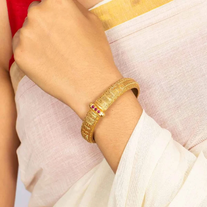 Rose Gold - Plated Bangles with Cubic Zirconia for a Glamorous TouchSilver Gold Plated Antique Bangle