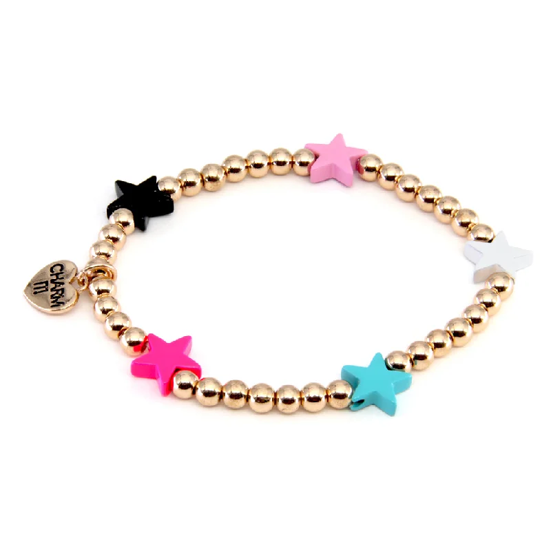 Chamm Bracelets for menGold Multi Star Stretch Bead Bracelet