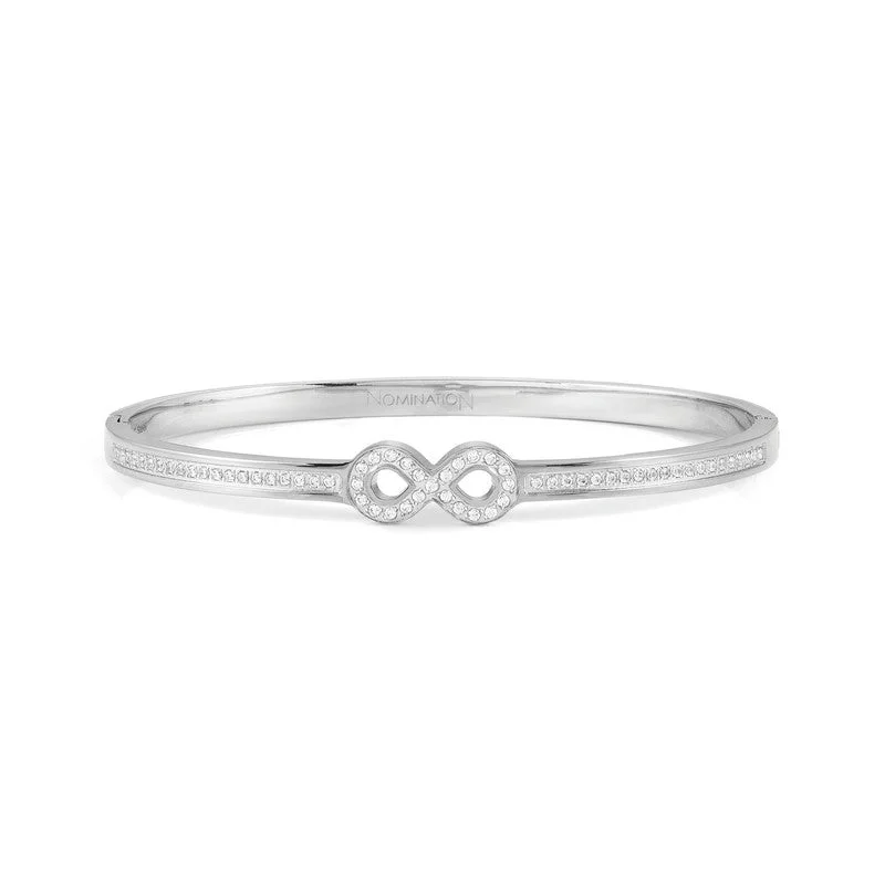 Bangle Bracelets with Celtic Knotwork for a Symbolic and Stylish LookNomination Pretty Bangle, Infinity, Cubic Zirconia, Silver, Stainless Steel