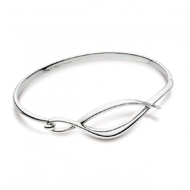 Bangle Bracelets with Adjustable Screw - Closures for a Secure FitSilver Entwine Twine Twist Hinged Bangle