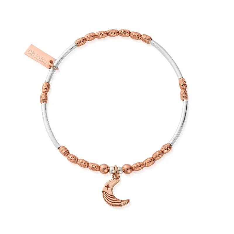 Chamm Bracelets with natural materialsRose Gold Mixed Metal Luna Moon Bracelet