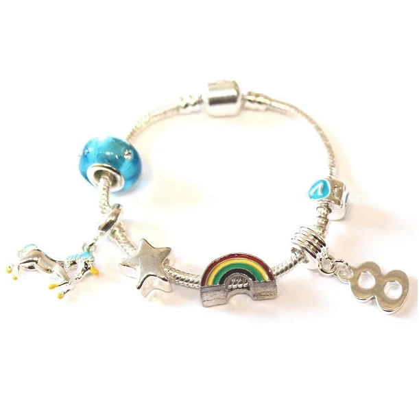 Chamm Bracelets with natural materialsChildren's 'Magical Unicorn 8th Birthday' Silver Plated Charm Bead Bracelet