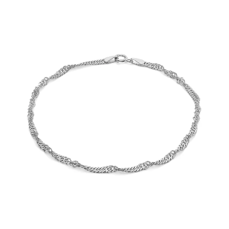 Adjustable Bangle Bracelets with Magnetic Closures for Easy Wear and Removal9K White Gold 45 Twist Curb Chain Bracelet/ 7.5"