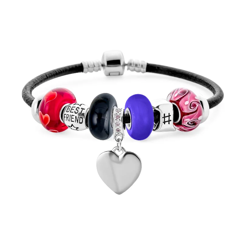 Chamm Bracelets for festivalsWord #1 BFF Best Friends Multi-Color Charm Bracelet with Sterling Silver Clasp