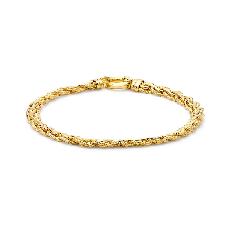 Clear Crystal - Embellished Bangles for a Sparkling and Elegant Appearance9K Yellow Gold Spiga Chain Bracelet