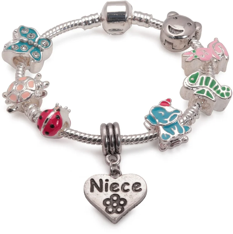 Luxury Chamm BraceletsChildren's Niece 'Animal Magic' Silver Plated Charm Bead Bracelet