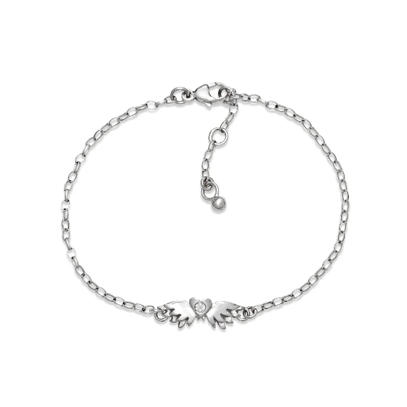 Chamm Bracelets with natural materialsWhite Gold Classic Winged Heart Bracelet